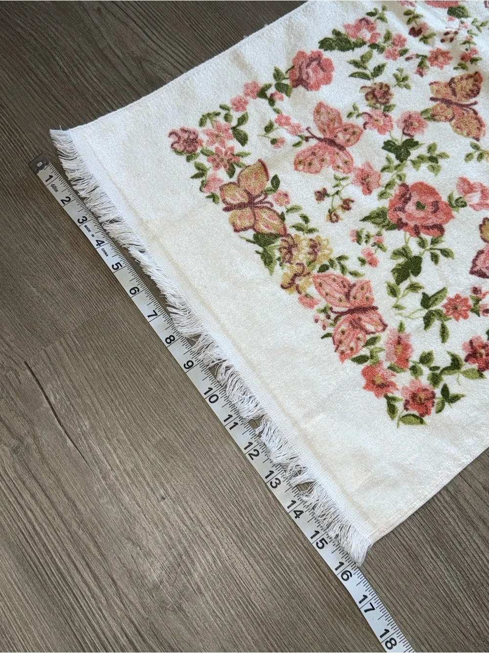 Vintage Canon Monticello Fringe Butterfly & Floral Hand Towel
